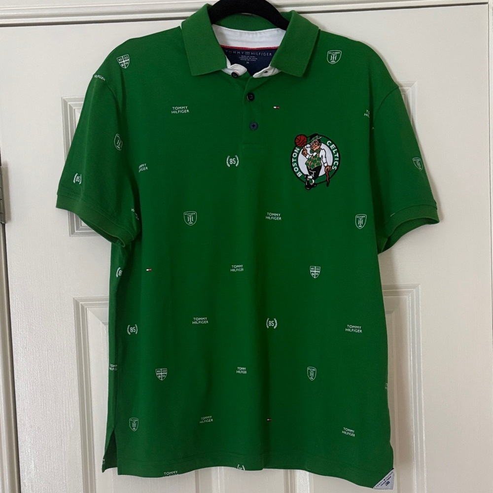 Tommy Hilfiger Green Boston Celtics Embroidered Polo